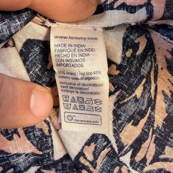 Tommy Hilfiger Hawaiian Palms Shirt Linen Cotton Blend Men's Size Large - Picture 5 of 6